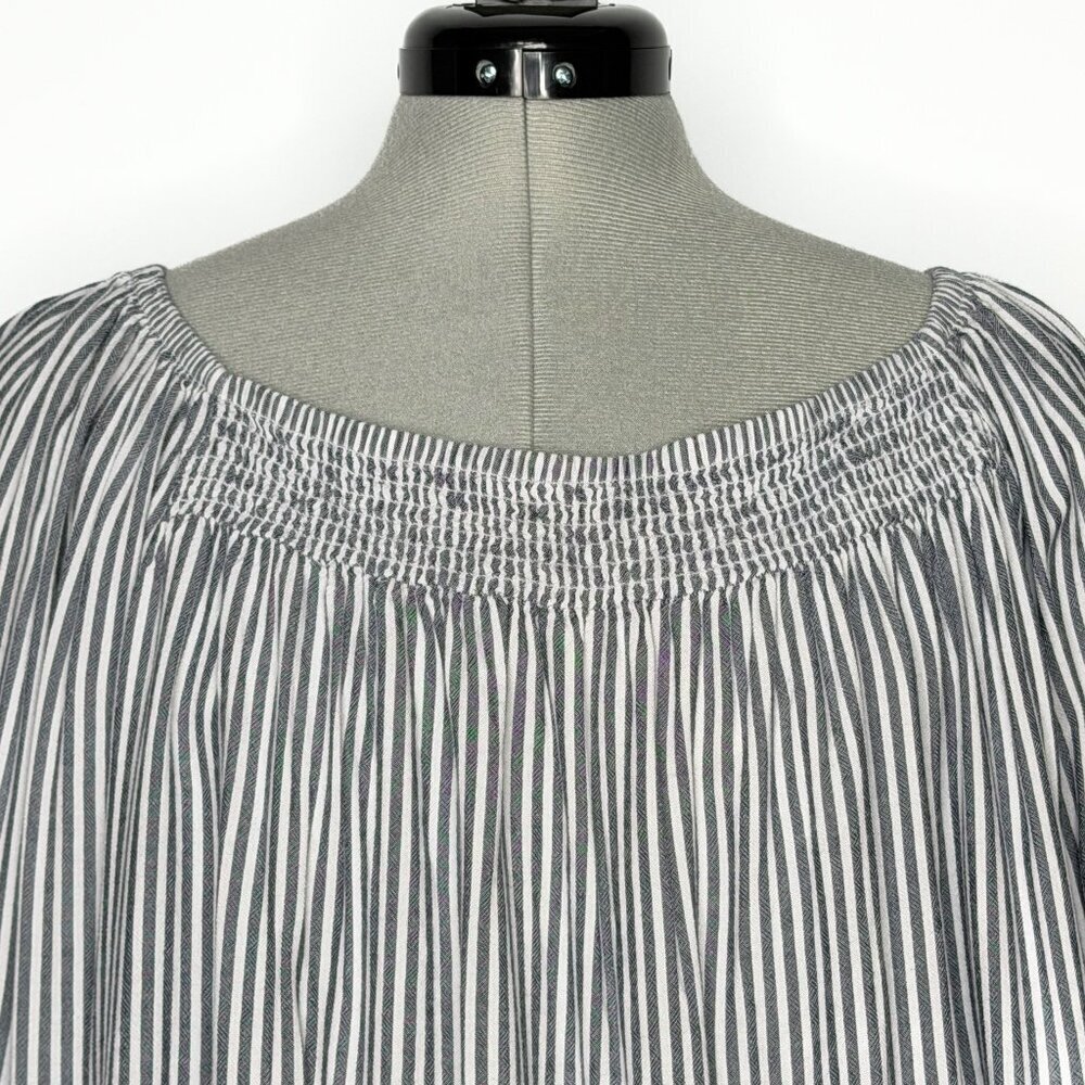 Terra & Sky Striped Off-the-Shoulder Smocked Boho Blouse - 1XL - Picture 2 of 9